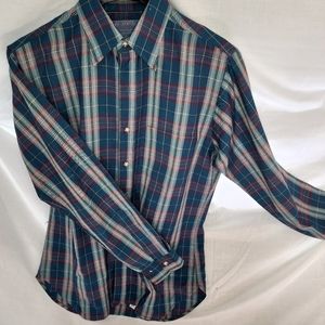 Vintage Pendleton Wool, long sleeve, Blue Plaid, Size M